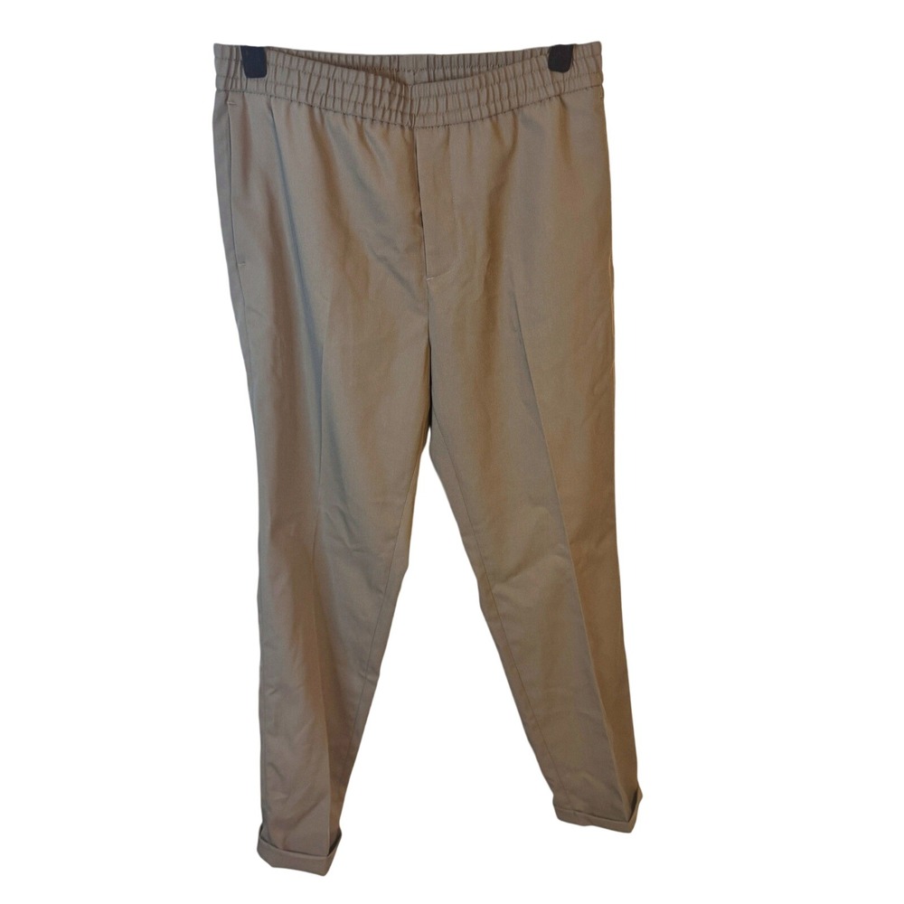 H&M Trousers Slim Fit Elastic Waist Small Taupe Mens Chino Jogger NWT